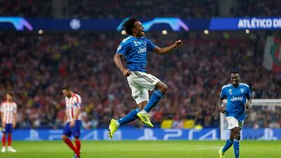 Juventus' Colombian midfielder Juan Cuadrado celebrates his goal. EPA