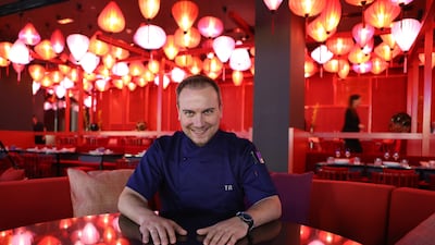 Tim Raue at his first international restaurant, the Dragonfly, in City Walk, Dubai. Pawan Singh / The National
