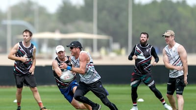Middle East Touch players in training at Zayed Cricket Stadium as the team prepare for the Touch World Cup in April.