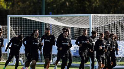 Chelsea's players training at Cobham. AFP