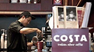 Customers visiting more than 30 Costa Coffee outlets in Abu Dhabi, Dubai and Ras Al Khaimah now have the option of choosing camel milk or ordering the Strawberry Camel Milk Cooler. Jeff Topping / The National