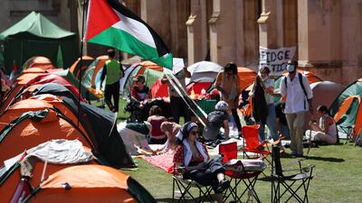 Students at the university maintain their vigil. EPA