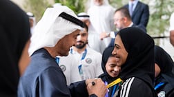 President Sheikh Mohamed receives members of the UAE jiu-jitsu team from the Asian Games in Japan. Ryan Carter / UAE Presidential Court