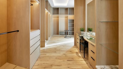 Generously sized walk-in wardrobes.