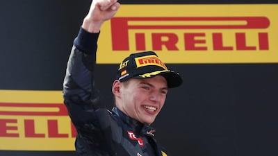 Red Bull driver Max Verstappen celebrates after winning the Spanish Grand Prix on Sunday. Juan Medina / Reuters / May 15, 2016