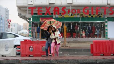 Morning showers at Musaffah in Abu Dhabi. Fatiam Al Marzooqi/ The National