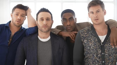 From left, Duncan James, Antony Costa, Simon Webbe and Lee Ryan of the British band Blue. Courtesy Blue