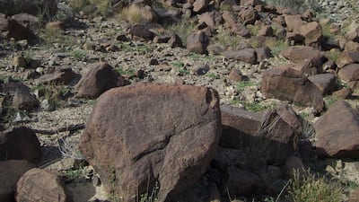 Petroglyphs, or rock paintings, at Wadi Al Hayl in Fujairah. Photo: Balazs Buzas