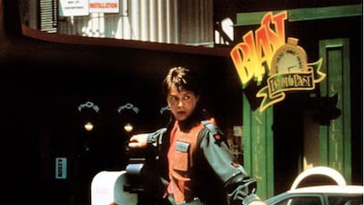 Above, the time traveller Marty McFly, played by Michael J Fox, rides a hoverboard in 1989’s Back To The Future II. Universal / Everett / REX Shutterstock