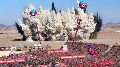A ground-breaking ceremony is held for a development in North Korea's South Hwanghae province. AFP