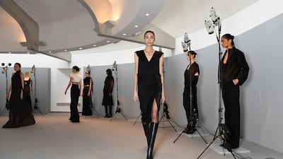 A model at the Noon By Noor presentation during London Fashion Week in February 2023. Getty Images