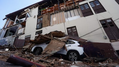 View of a damaged building in Manizales. The powerful quake rocked Colombia and some neighbouring countries. AFP