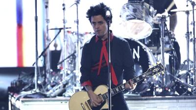 Billie Joe Armstrong, of Green Day, performs Bang Bang at the American Music Awards in Los Angeles. Matt Sayles / Invision / AP