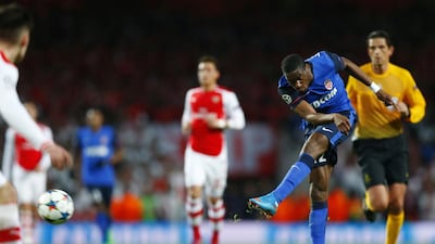 Monaco’s Geoffrey Kondogbia scored a spectacular goal against Arsene Wenger’s Arsenal side in Europe. Eddie Keogh / Reuters