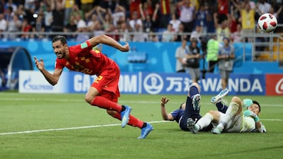 Nacer Chadli celebrates his winning goal for Belgium against Japan. Kevin C Cox / Getty Images