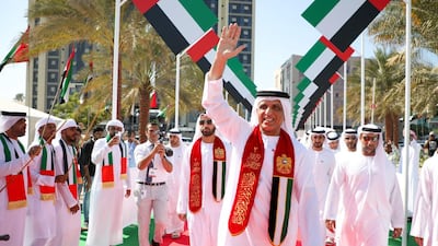 Ras Al Khaimah ruler Sheikh Saud bin Saqr Al Qasimi raises flag in Al Qawasim Corniche. Wam