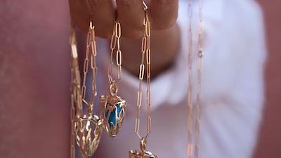 Bil Arabi gold pendants, available at Bayt Damas