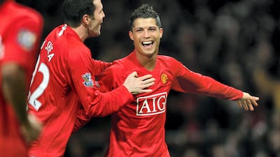 Cristiano Ronaldo, right, scored his first hat-trick while in the colour of Manchester United, in a Premier League game against Newcastle United on January 12, 2008. Andrew Yates / AFP