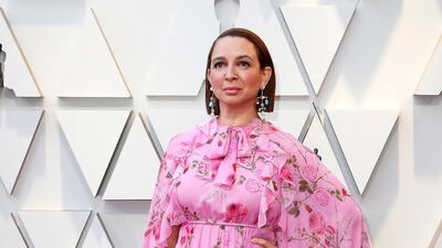 Maya Rudolph in floaty pink Giambattista Valli. Photo: EPA