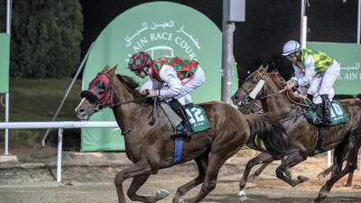 Somoud, ridden by Connor Beasley, races to victory in the Al Ain Mile. Antonie Robertson/The National