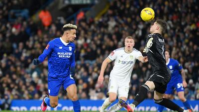 Callum Robinson scores for Cardiff. Getty