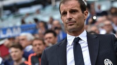 Juventus manager Massimiliano Allegri shown during his side's final home match of the Serie A season on Saturday. Vlaerio Pennicino / Getty Images / May 23, 2015