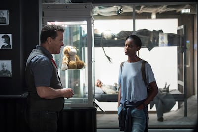 Douglas Hodge and Letitia Wright in Black Mirror episode Black Museum (2017), season 4, episode 6. Photo: Netflix