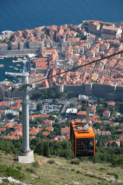 The cable car offers spectacular views from Mount Srd Getty