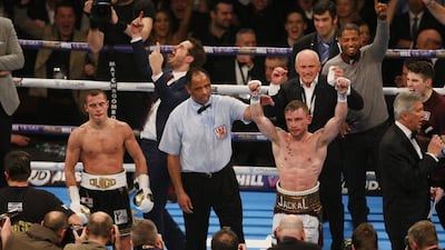 Boxing - Carl Frampton v Scott Quigg IBF & WBA Super-Bantamweight Title's - Manchester Arena - 27/2/16Carl Frampton is declared the winner of the fightAction Images via Reuters / Jason CairnduffLivepicEDITORIAL USE ONLY.
