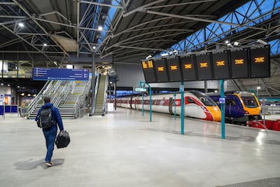 Near-empty platforms at Leeds railway station during strike action on Wednesday morning. Bloomberg