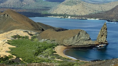 Pinnacle Rock on Bartoleme, Galapagos. Wild Women Expeditions