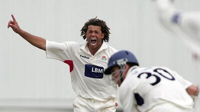 Andrew Symonds appeals for a wicket while playing for Lancashire. PA