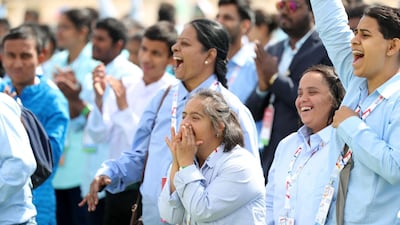 Special Olympics athletes visit Amity University to take part in events such as Zumba, Tai Chi and an Uzbek traditional dance. Chris Whiteoak / The National
