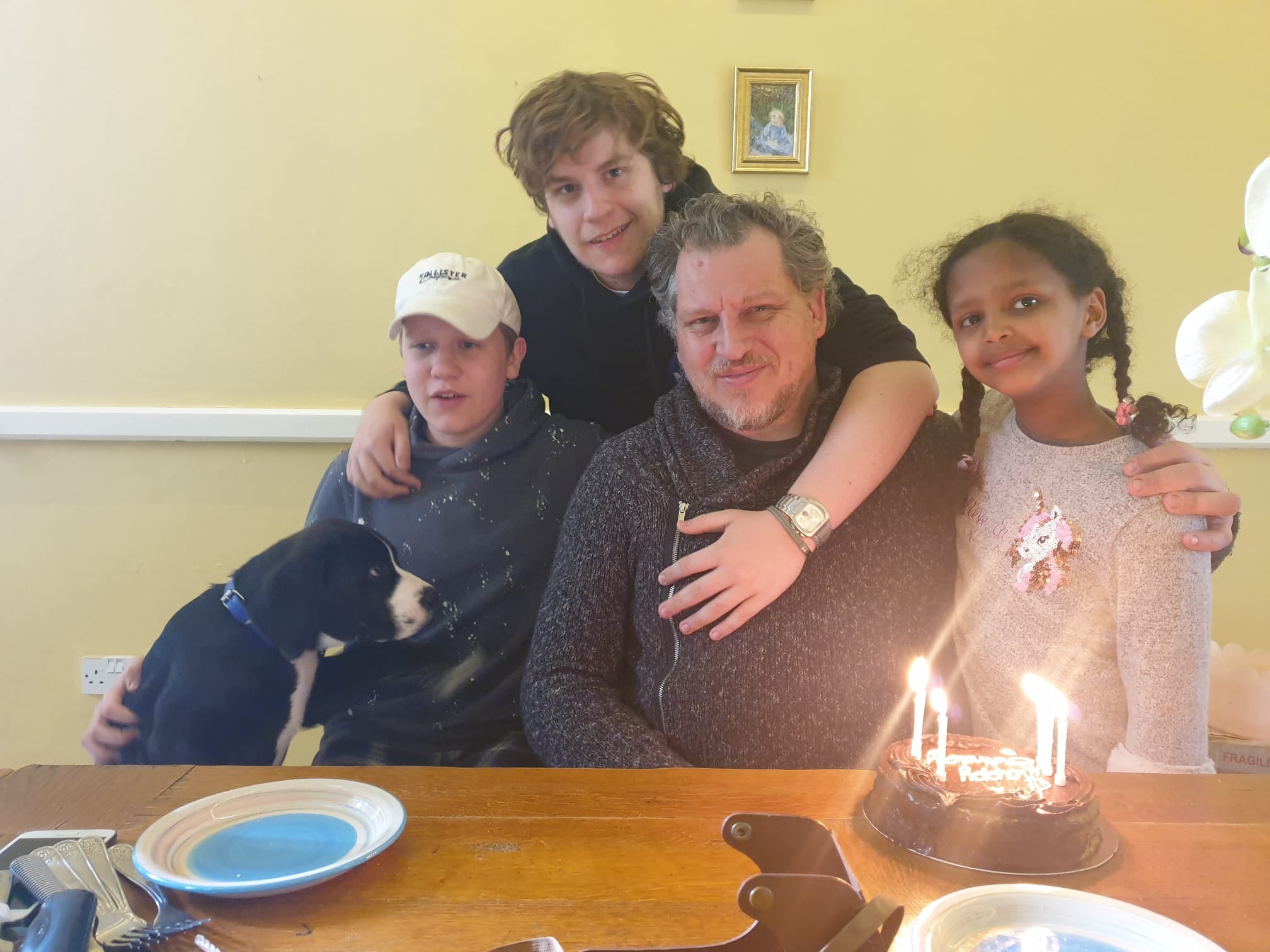 Robert Pether with his three children. Photo: Desree Pether