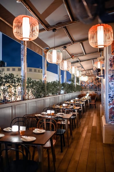 The outdoor terrace provides an atmospheric seating option