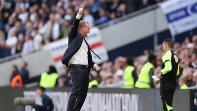 Leicester manager Brendan Rodgers enjoys Maddison's goal. Getty