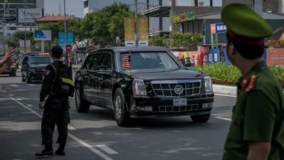 Trump's motorcade passes by. Linh Pham / Getty Images