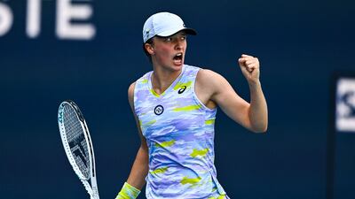Iga Swiatek during her win over Naomi Osaka in the Miami Open final. AFP