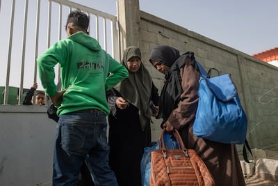 Palestinian patients gather inside the Palestinian Red Crescent Hospital in Khan Younis, southern Gaza. EPA
