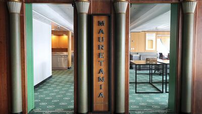 Entrance of the Mauretania restaurant at the Queen Elizabeth 2 ship in Dubai. Pawan Singh / The National