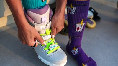 The group meets to explore parts of Abu Dhabi while roller skating