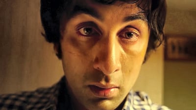 Ranbir Kapoor as a young Sanjay Dutt in Sanju. Courtesy Vinod Chopra Films