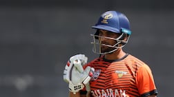 Sohaib Khan bats during an Emirates D50 match between Emirates Blues and Fujairah at the ICC Academy in Dubai. Chris Whiteoak / The National