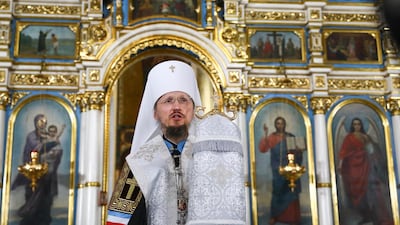 Metropolitan Veniamin of Minsk and Zaslavl, Patriarchic exarch of the whole Belarus, leads a liturgy on Orthodox Christmas Eve at an Orthodox Cathedral church in Minsk, Belarus. AP Photo