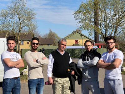 Akram Bathish with his sons and their close friends. Courtesy Ziad Bathish