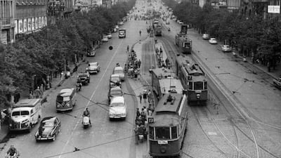 Wenceslas Square, Prague, Czechoslovakia, looking towards the National Museum. Three Lions / Getty Images