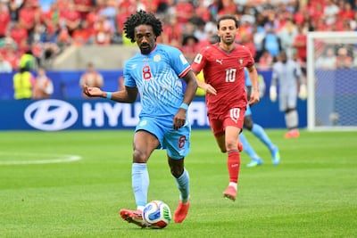 Samuel Moutoussamy of DR Congo during the match against Portugal in Houston. EPA