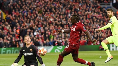 Sadio Mane: 7/10. The Senegal terrifies opposition defences with his electrifying pace and outside to in runs. Barca couldn't handle him. AFP
