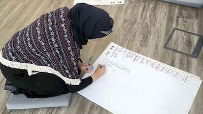 Participants, such as Sewar Srour, seen here, were asked to think about how the red planet can be made habitable for humans. Chris Whiteoak / The National