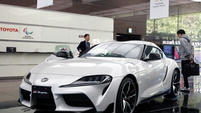 Toyota Supra at the firm's Tokyo HQ, It and Japanese rivals are facing increasing pressures. EPA